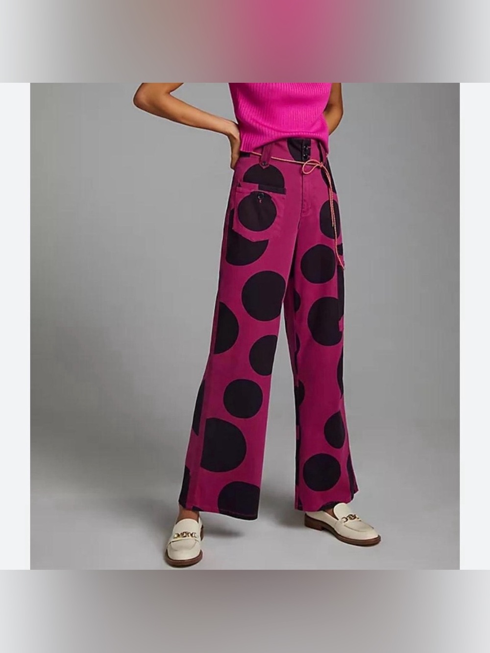 ANTHROPOLOGIE Avec Les Filles Polka Dot Utility Wide-leg Pants
